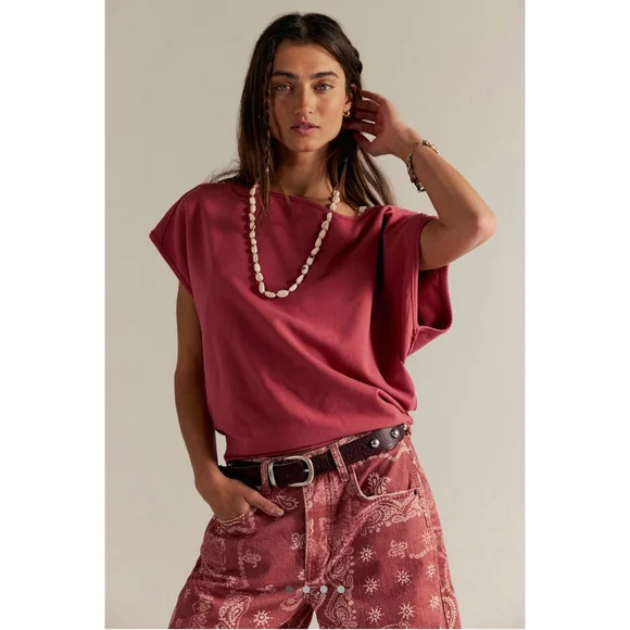 NWOT Free People Ventura Tee Slouchy Oversized L - Picture 4 of 5
